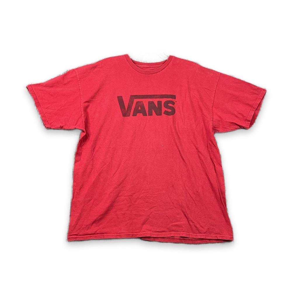 Vans T-Shirt Mens 2XL Red Classic Logo Cotton Crew Neck Casual Skater Streetwear